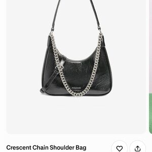 Silver-Chain Black Shoulder Bag by